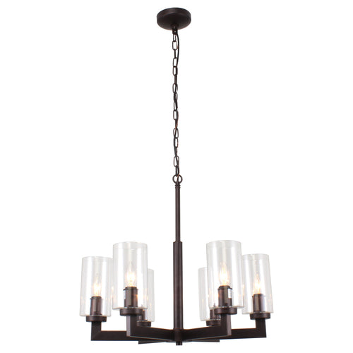 Lighting LULA Farmhouse 6 Light Rubbed Bronze Ceiling Pendant 23.5" Wide