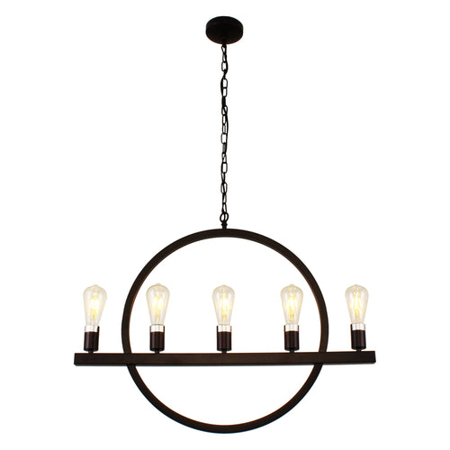Lighting IRONCLAD Farmhouse 5 Light Oil Rubbed Bronze Ceiling Pendant 32" Wide