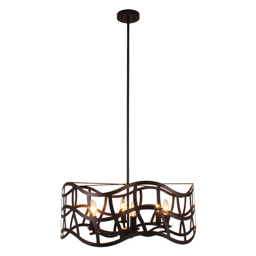 Lighting WILLOW Transitional 6 Light Oil Rubbed Bronze Ceiling Pendant 25" Wide