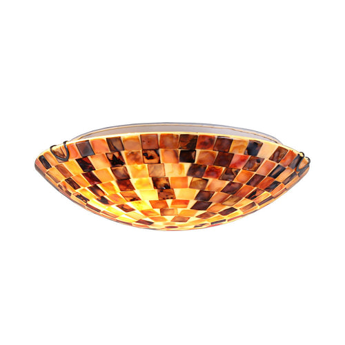 Chloe Lighting Bay Mosiac-Style Seashell Flush Ceiling Fixture 12" Width