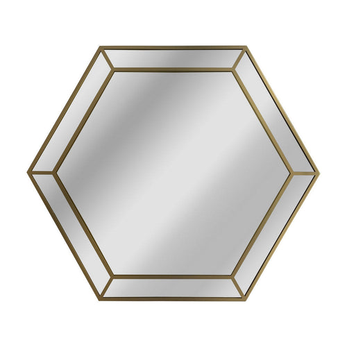 Chloe'S Reflection Golden Finish Hexagon Framed Wall Mirror 30" Width