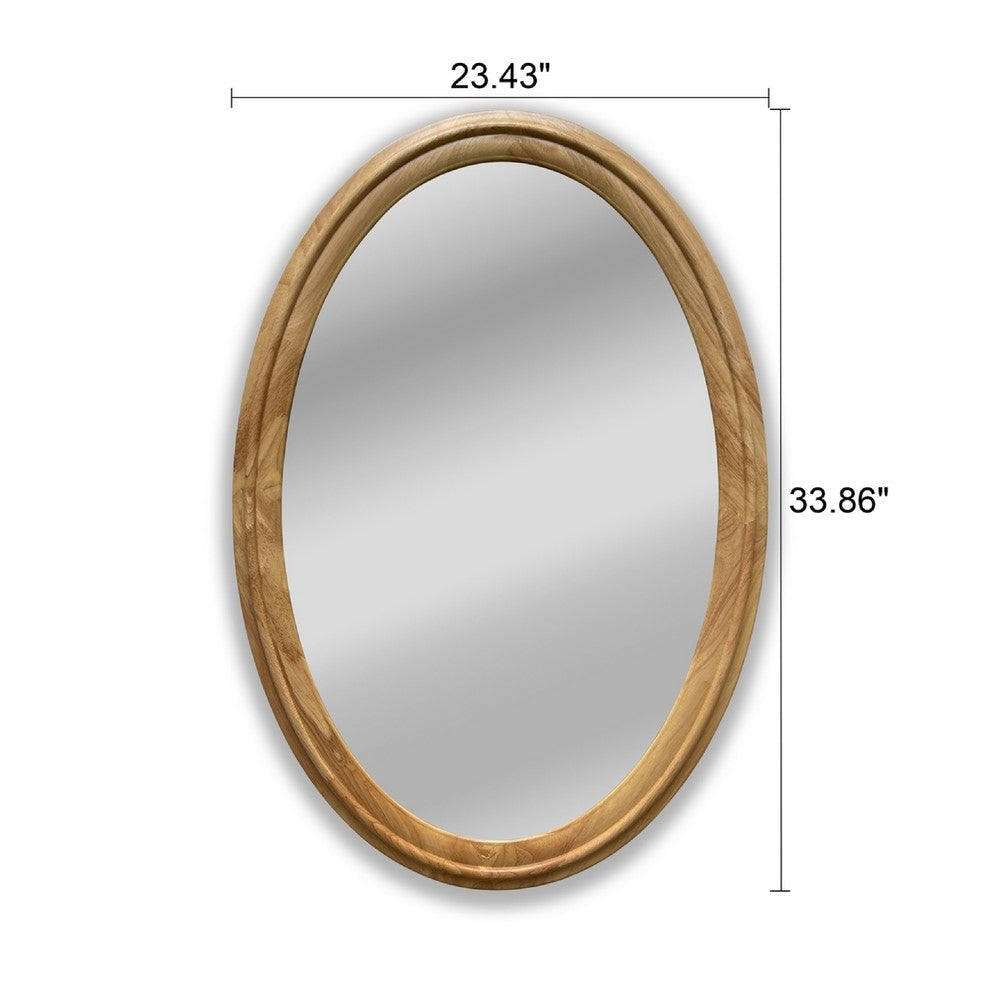 CHLOE’s Reflection Contemporary Maple Wood Finish Oval Framed Wall Mirror 34’’ Height CHL-CH8M802NO34-VOV