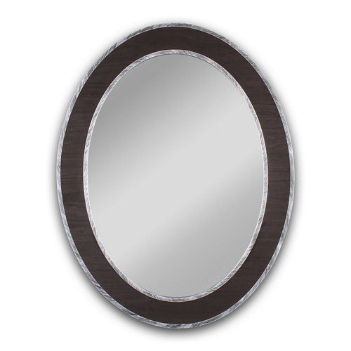 Chloe'S Reflection Vertical Hanging Black-Wood Finish Oval Framed Wall Mirror 35" Height