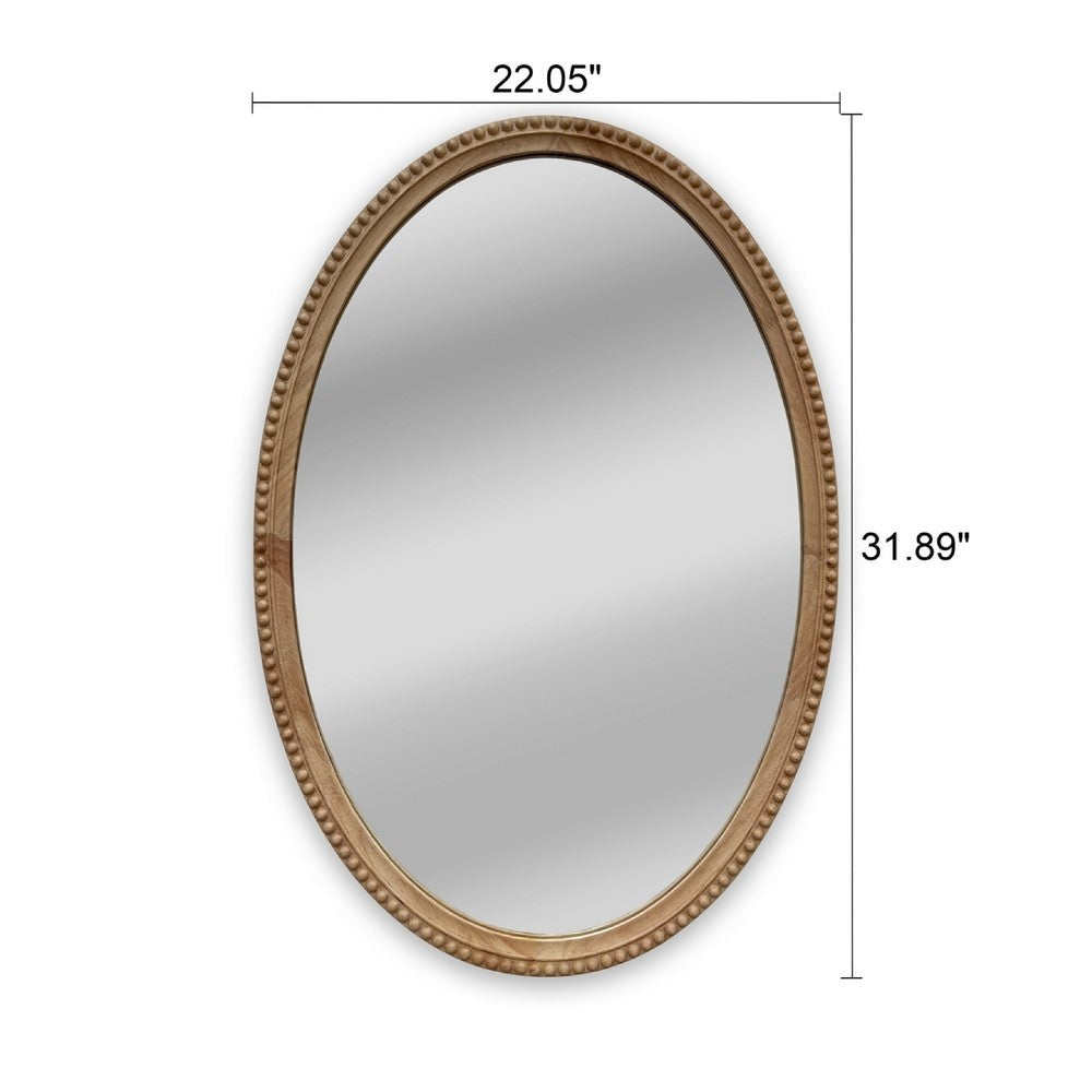 CHLOE’s Reflection Contemporary Maple Wood Finish Oval Textured Framed Wall Mirror 32’’ Height CHL-CH8M811MW32-VOV