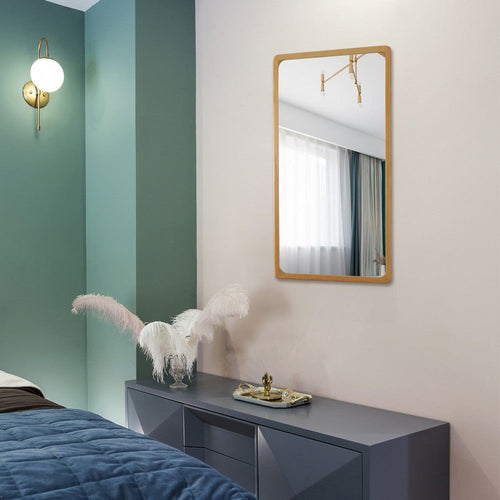 Reflection Maple Finish Rectangular Framed Wall Mirror 37" Height