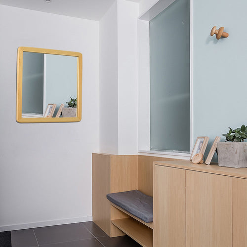 Reflection Maple Finish Square Framed Wall Mirror 21" Height