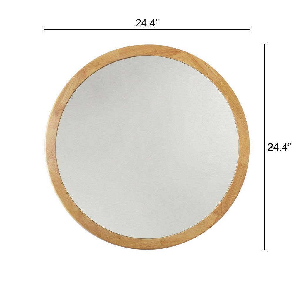 Reflection Maple Finish Round Framed Wall Mirror 24’’ Height CHL-CH8M828MW24-FRD