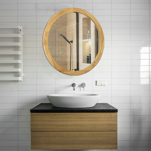 Reflection Maple Finish Framed Wall Mirror 28" Height