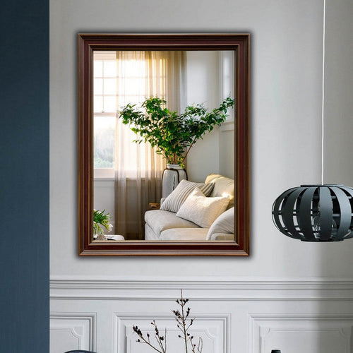 Reflection Vertical Hanging Wood Black/Golden Finish Rectangle Framed Wall Mirror 35" Height