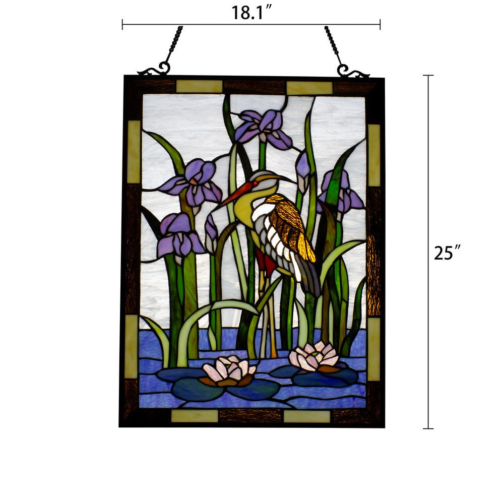 Lighting CRANE Tiffany-style Animal Window Panel 24’’ Height CHL-CH8P015PF24-VRT