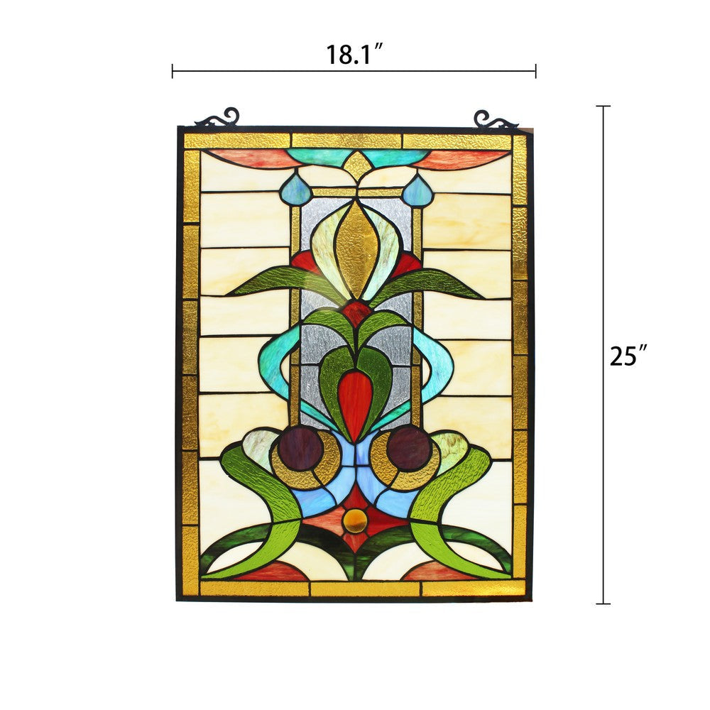 Lighting ANTHURIUN Tiffany-style Floral Window Panel 24’’ Height CHL-CH8P017GV24-VRT