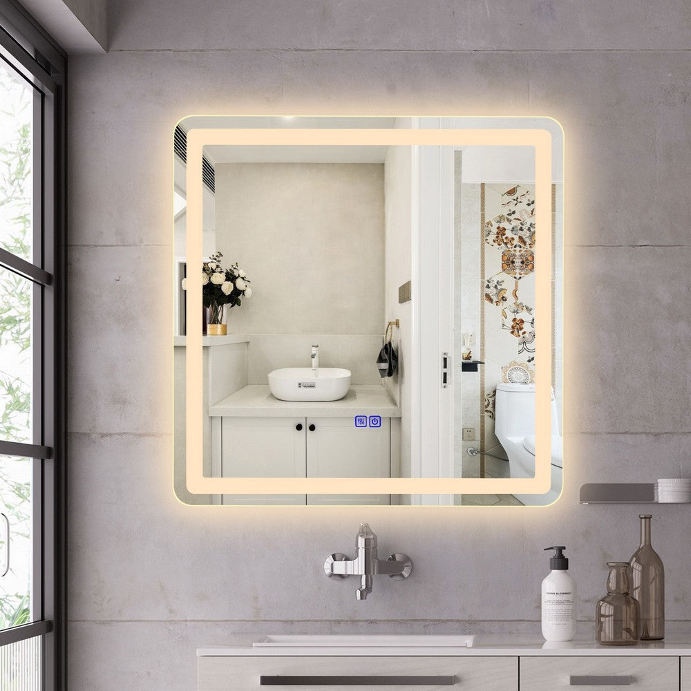 Luminosity Back Lit Square Touchscreen Led Mirror 3 Color Temperatures 3000K-6000K 24’’ Wide CHL-CH9M002BL24-SQR