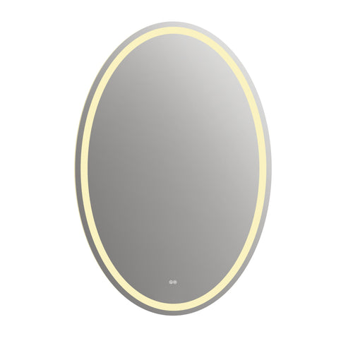 24 Inch Oval Shape Mirror with Backlit LED Strip, Silver