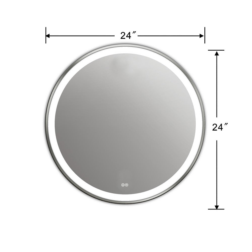 24 Inch LED Embedded Round Glass Mirror Daylight White CHL-CH9M076ED24-LRD
