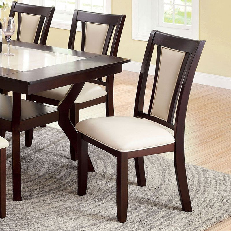 Side Chair Set of 2 | Wood Frame | Padded Ivory Seat Back | Cherry Brown FOA-CM3984SC-2PK