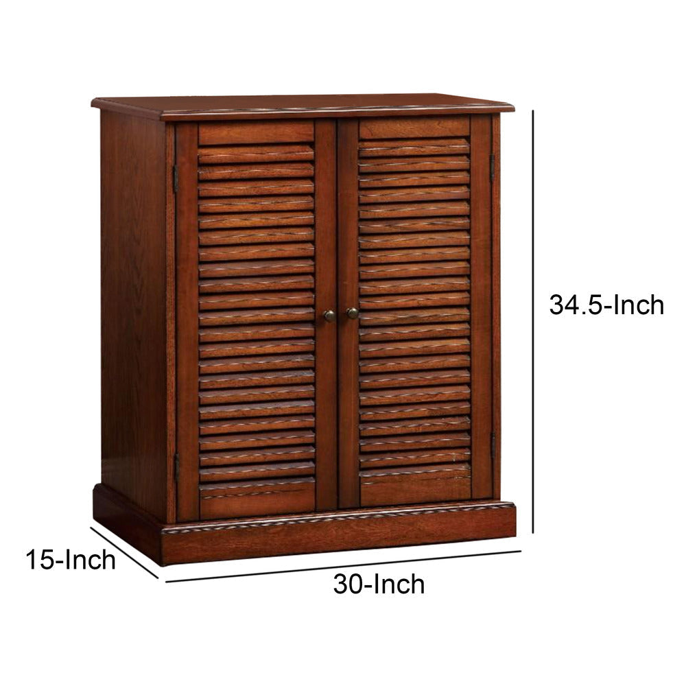 Shoe Cabinet | Double Door Solid Wood | Block Legs | Brown FOA-CM-AC213A