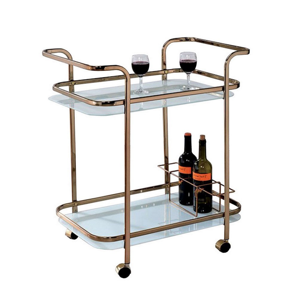 Tiana Contemporary Serving Cart In Champagne Finish By Casagear Home