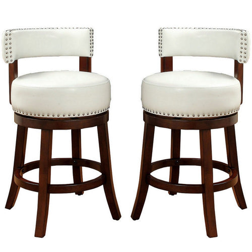 Barstool Set of 2 | Shirley 24" | PU Cushion | White Finish