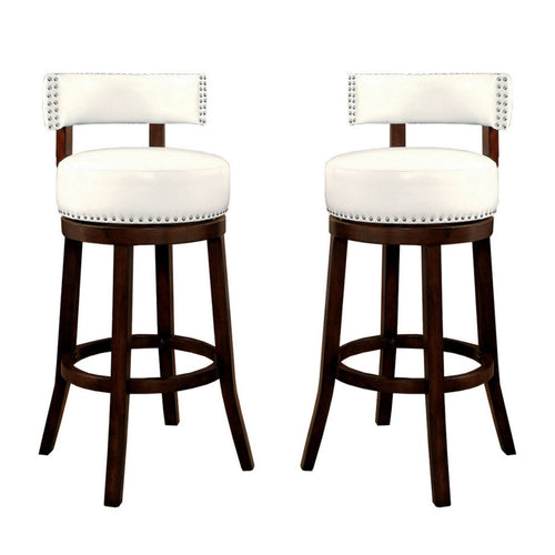 Barstool Set of 2 | Shirley 29" | PU Cushion | White Finish