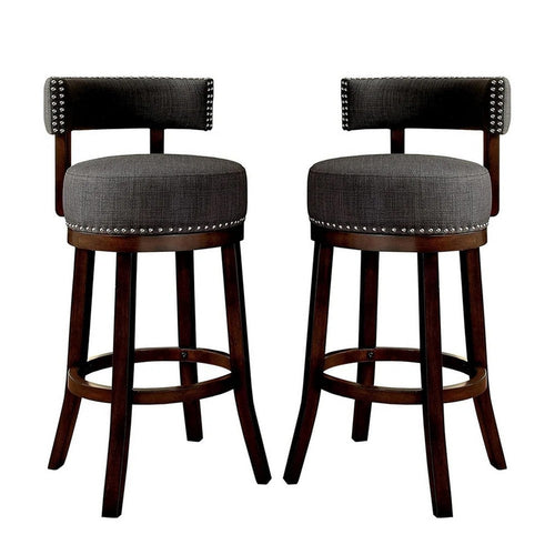 Barstool Set of 2 | Lynsey 24" | Linen Cushion | Gray Finish