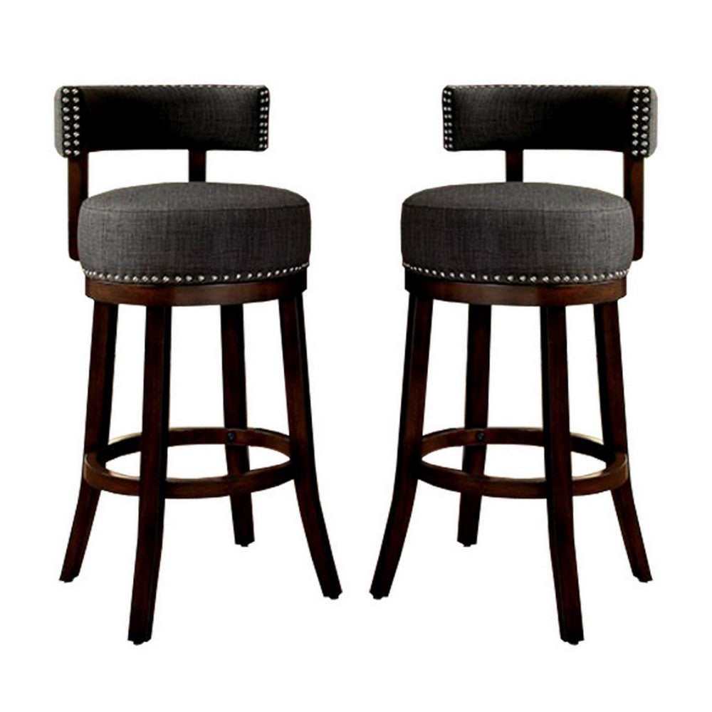 Lynsey Contemporary 29’’Barstool With linen Cushion Gray Finish Set of 2 By Casagear Home FOA-CM-BR6252GY-29-2PK