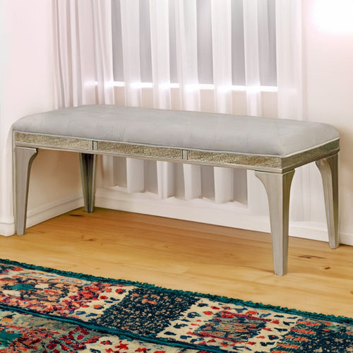 Bench | 51" | Cushioned Seat | Tapered Legs | Gray Champagne