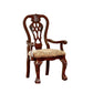 Elana Traditional Arm Chair With fabric Brown Cherry Finish Set of 2 By Casagear Home FOA-CM3212AC-2PK