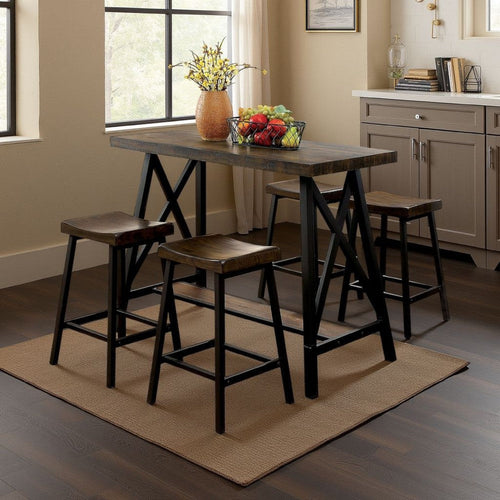 Dining Table | Counter Height | Angled Metal Legs | Black Brown