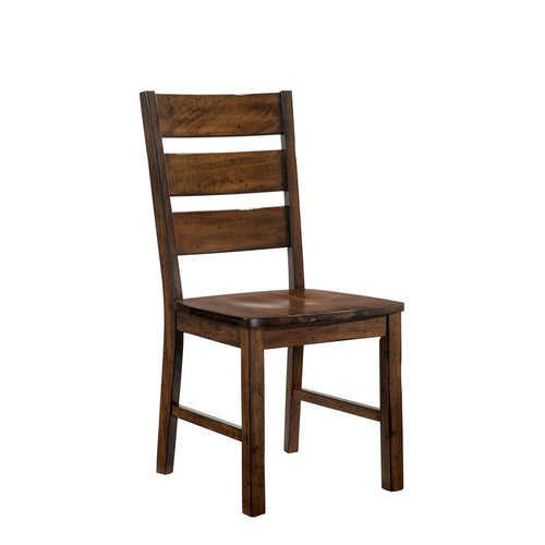 Side Chair Set of 2 | Block Legs | Brown Wood