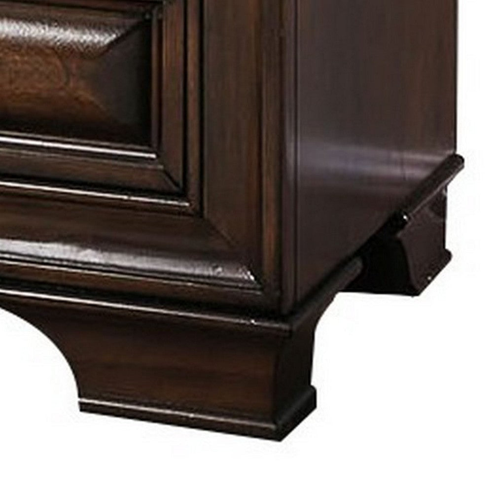 Wooden Media Chest With Six Drawer And Two Open Shelf In Cherry Brown FOA-CM7302CH-TV