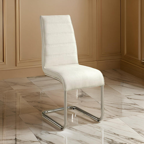 Side Chair Set of 2 | Mauna Contemporary | Steel Tube | White Finish