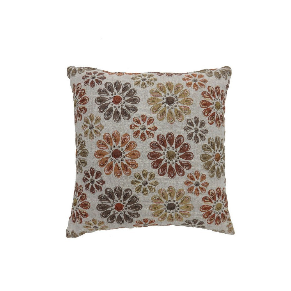 Contemporary Style Floral Designed Set of 2 Throw Pillows Orange FOA-PL6024OR-L-2PK