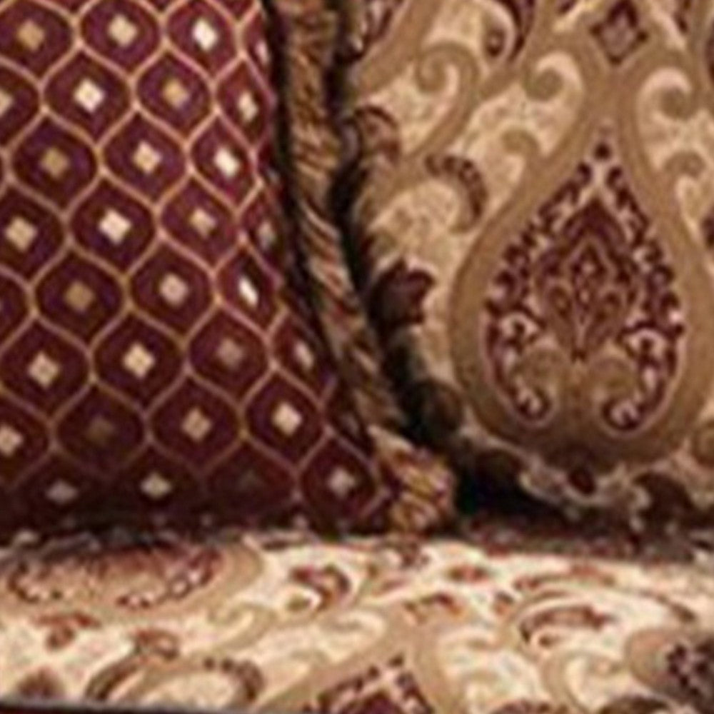 Side Chair Set of 2 | Fabric Upholstered | Intricate Back | Cherry Brown FOA-SM6107N-CH