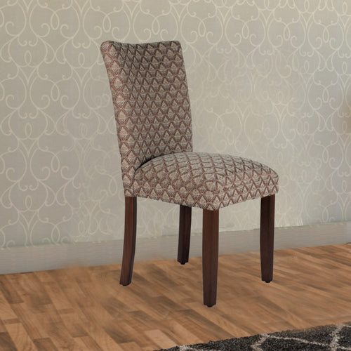 Dining Chair | Wood Parson | Damask Fabric | Multicolor