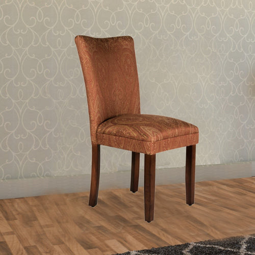 Dining Chair | Damask Fabric | Wood Legs | Multicolor
