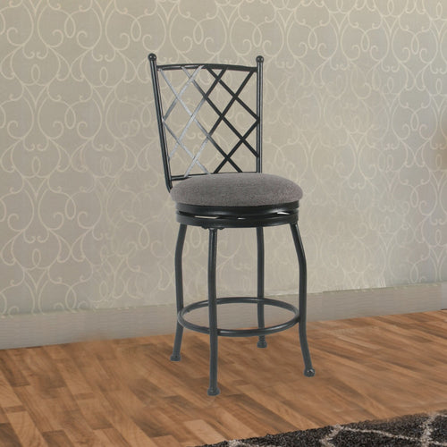 Counter Stool | Swivel | Criss Cross Back | Padded Seat | Gray