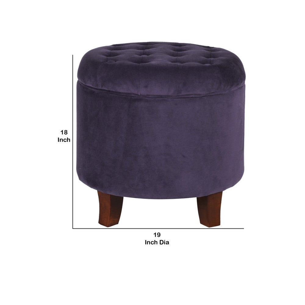 Ottoman | Button Tufted Velvet | Hidden Storage | Purple Brown KFN-K6171-B204