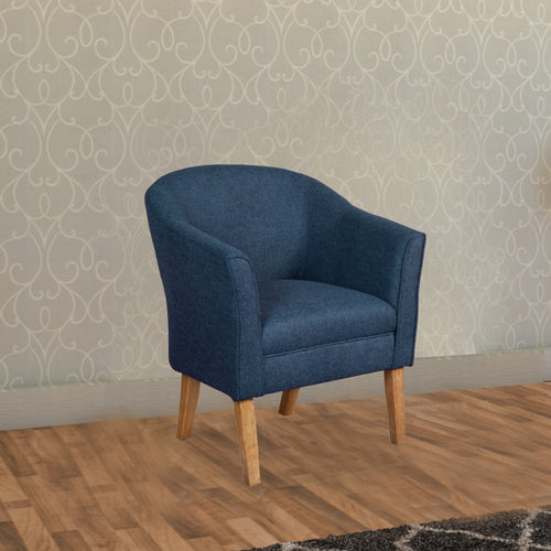 Accent Chair | Fabric Upholstered | Curved Back | Blue Brown