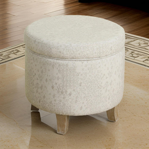 Ottoman | 20 x 20 | Round Shape | Lift Off Lid | Gray & Brown