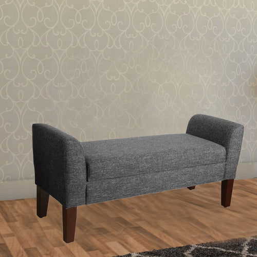 Bench | Lift Top Storage | Tapered Feet | Dark Gray Upholstery