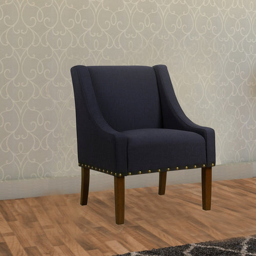Accent Chair | Swooping Arms | Nailhead Trim | Blue & Brown