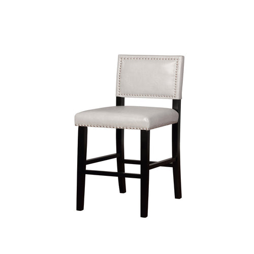 Wooden Bar Stool with Nailhead Trim Detailing, Black and White