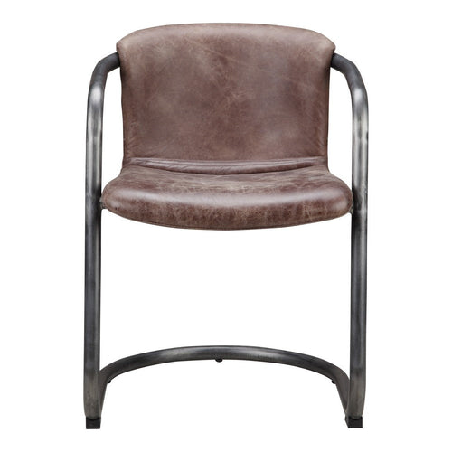 Freeman Dining Chair Grazed Brown Leather - Set Of Two