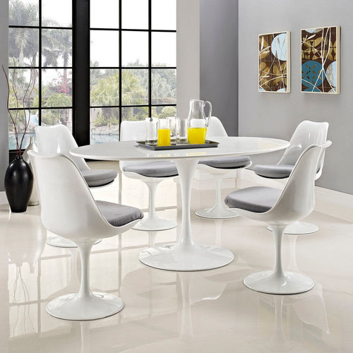 Lippa 60" Oval Wood Top Dining Table, White