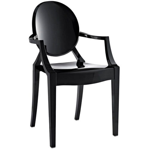 Modway Casper Modern Acrylic Stacking Kitchen and Dining Room Arm Chair in Black - Fully Assembled