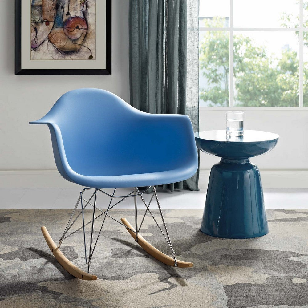 Rocker Plastic Lounge Chair by Modway| Blue