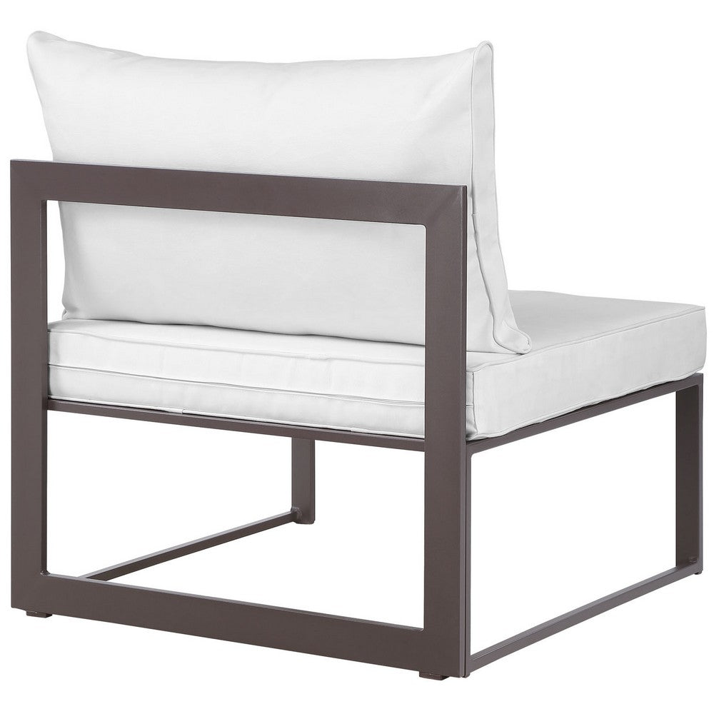 Fortuna Armless Outdoor Patio Chair by Modway| Brown White