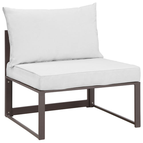 Fortuna Armless Outdoor Patio Chair by Modway| Brown White