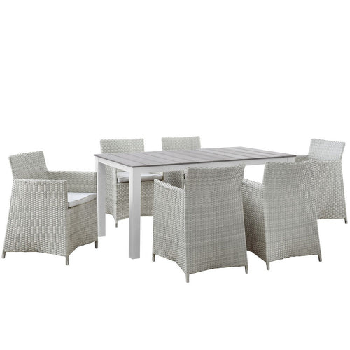 Junction 7 Piece Outdoor Patio Dining Set by Modway| Gray White