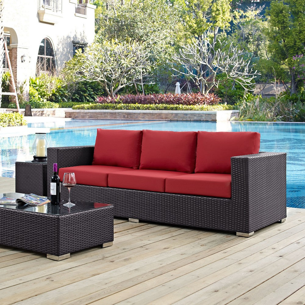 Convene Outdoor Patio Sofa by Modway| Espresso Red